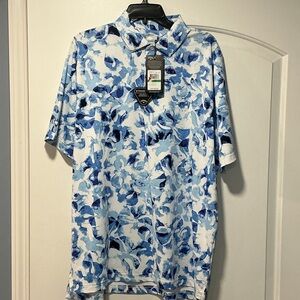 Callaway  Golf Polo Blue and White Floral Polo Shirt